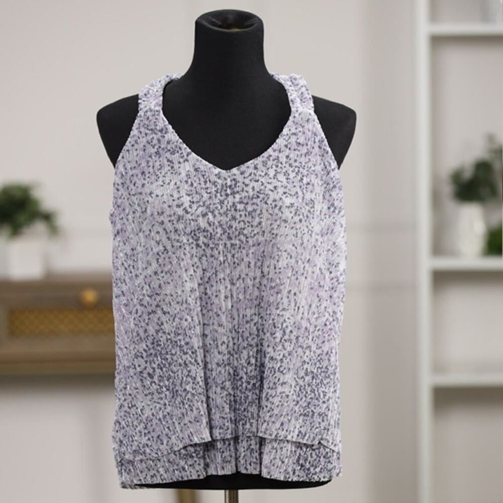Anthropologie Shimmer Boho Chic Metallic Pleated Sleeveless Blouse Size SP- NWT